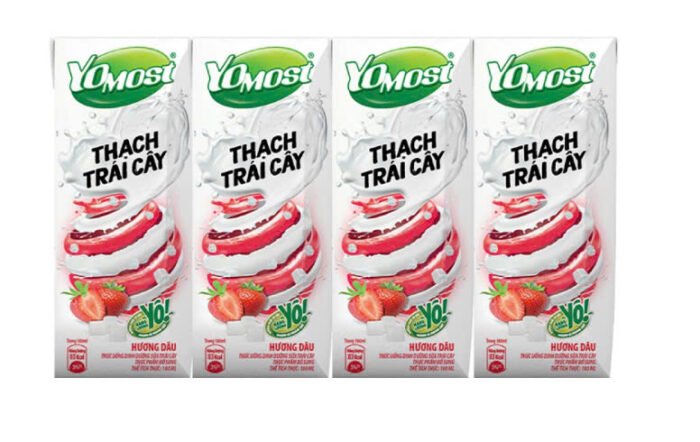 2 Lốc sữa Thạch trái cây YoMost hương dâu 180ml